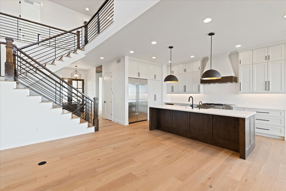 elegant staircase from main to upper floor