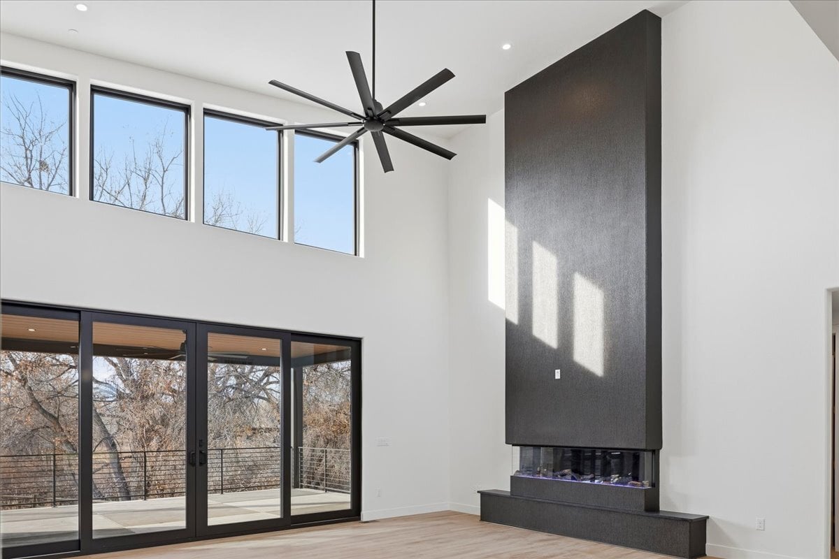 Plan 4977 great room and fireplace