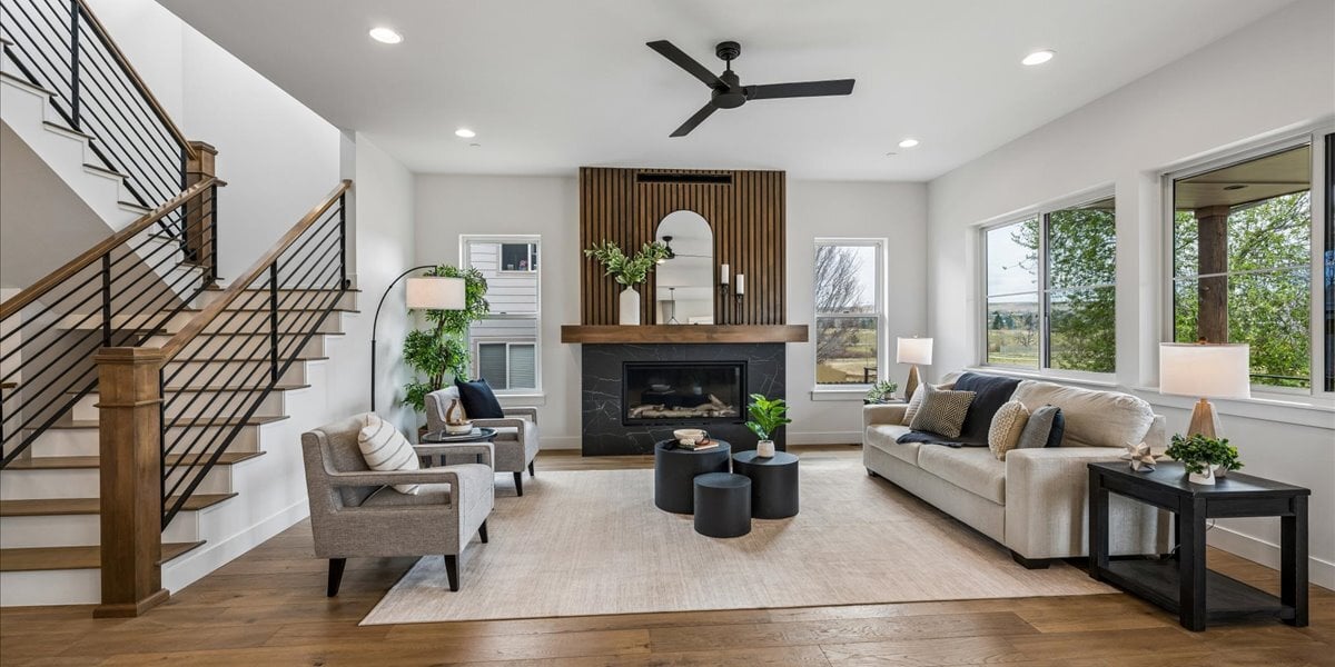 great room with fireplace