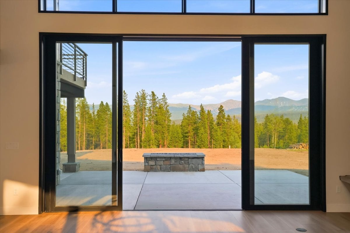 Fraser custom home - view of mountains from dining area