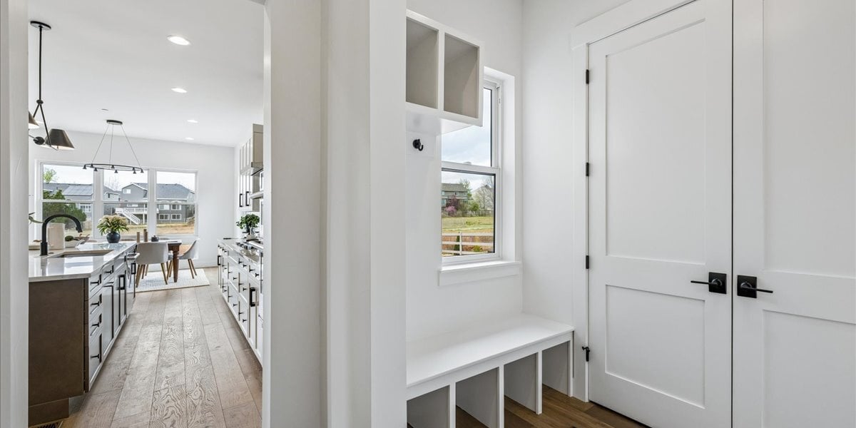 owners entry with built-in cubbies