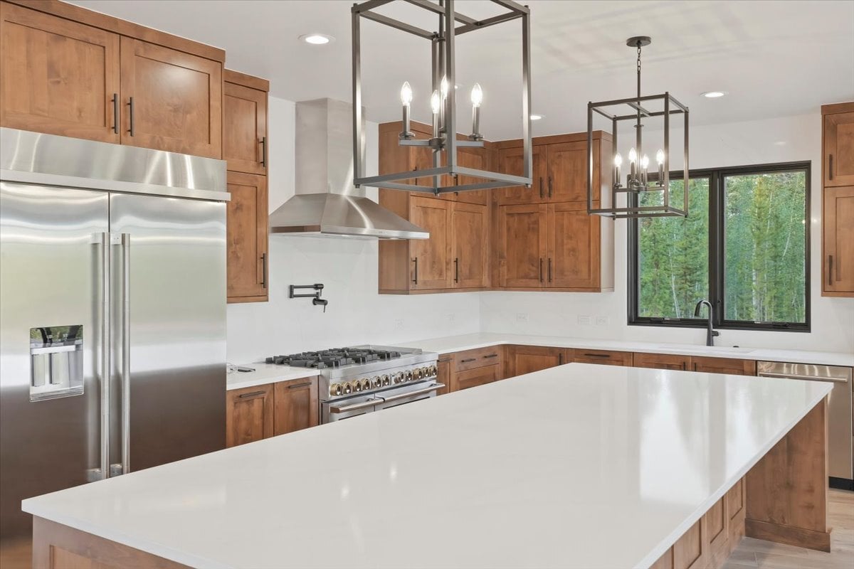 Fraser custom home - kitchen view from island