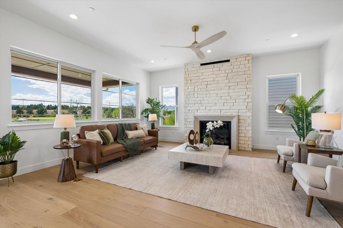 Sheffield Plan 3481 great room with fireplace