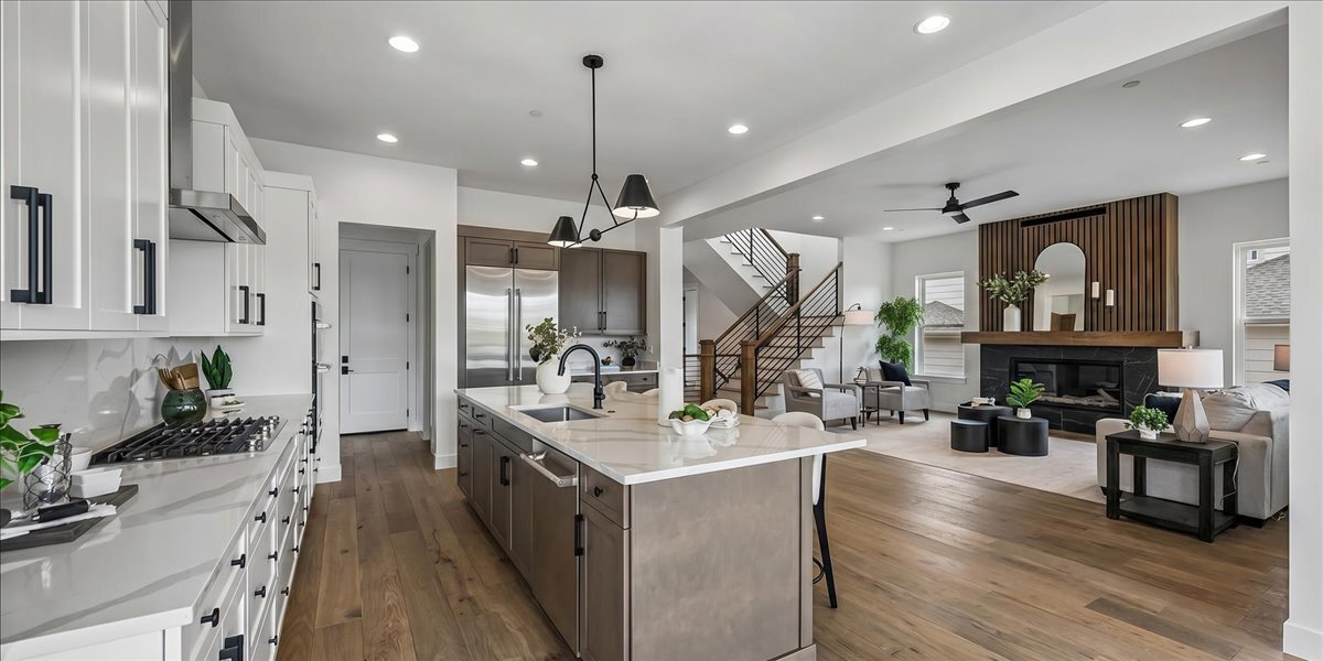 view of great room from kitchen