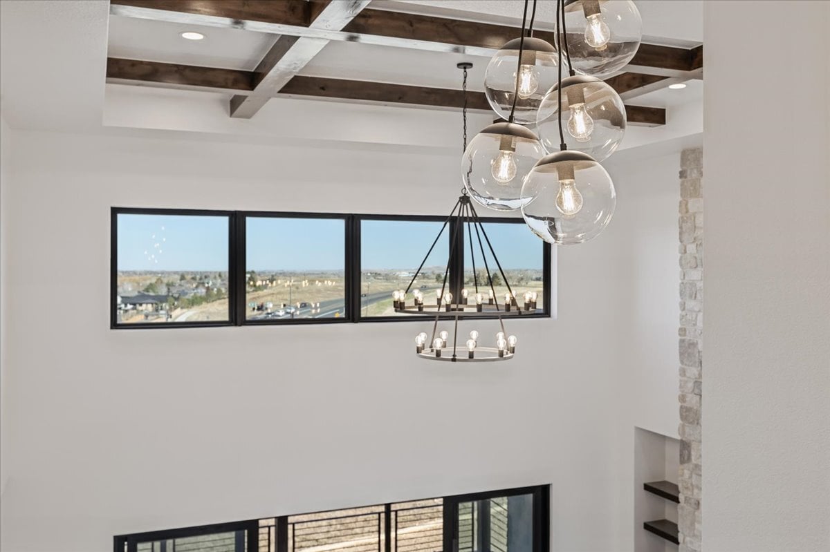 close-up of inset beam detail in great room