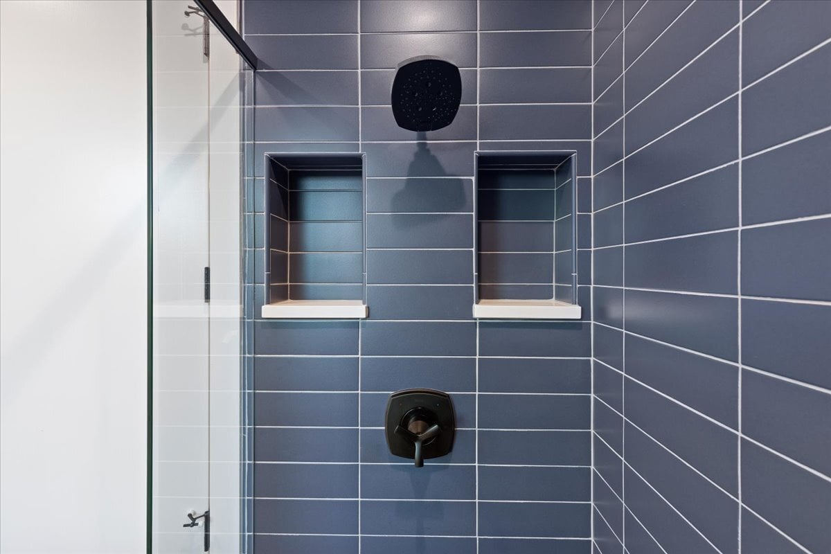 secondary bath - tiled shower