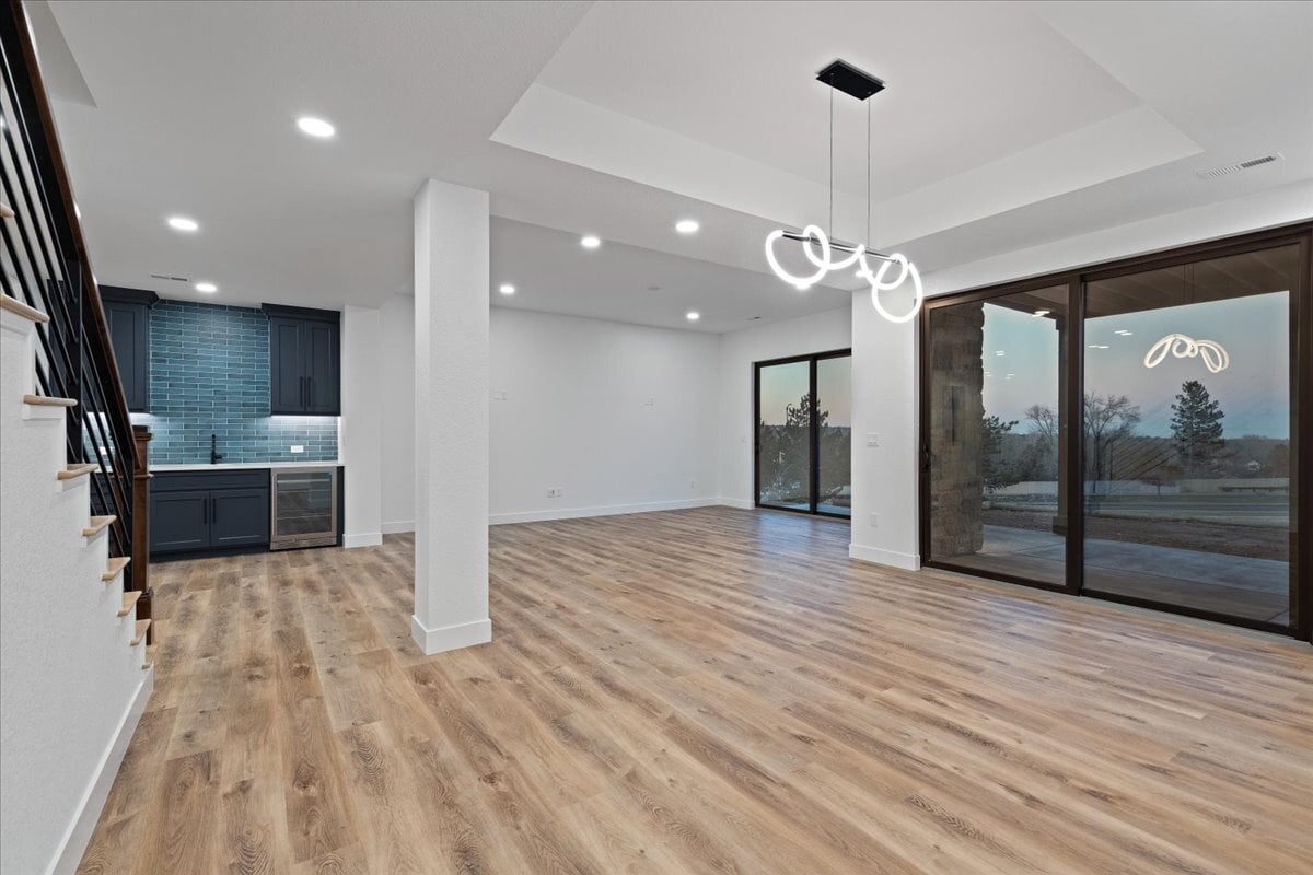 finished basement with wet bar