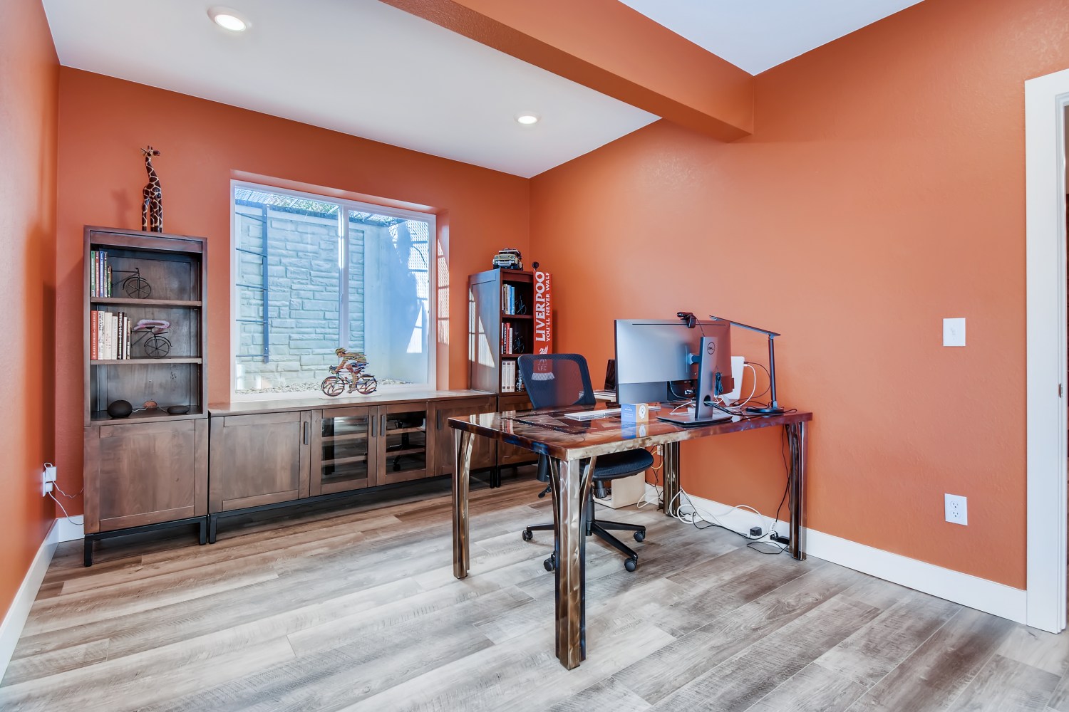office in finished basement built by Sheffield Homes