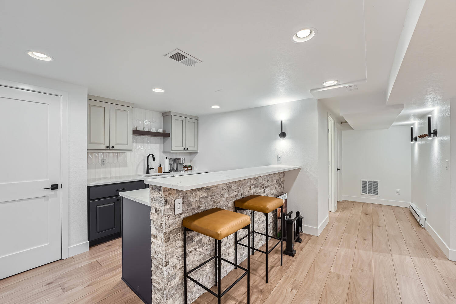 Compact kitchen area in Sheffield Homes Arvada, CO showroom